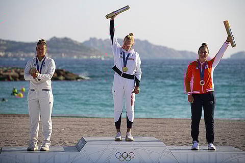 Sailing: Women's kite medal ceremony